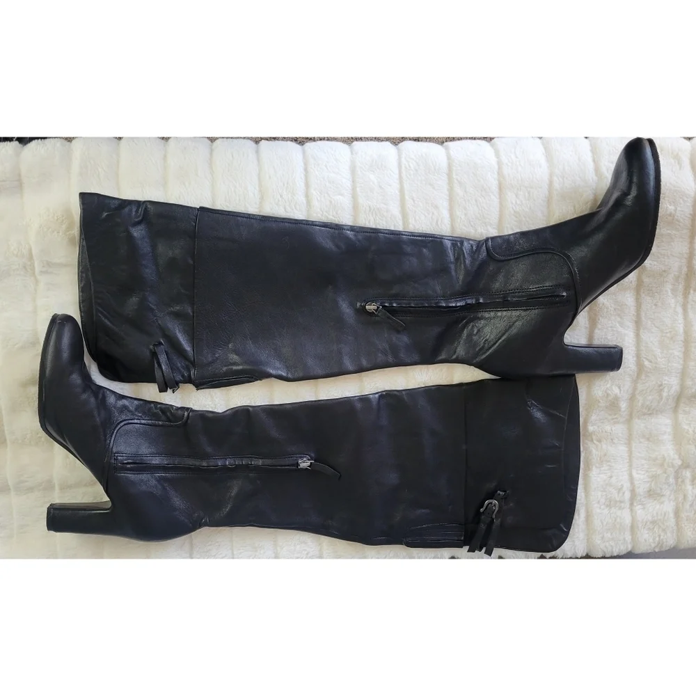 SAM EDELMAN // se boutique super soft black lamb leather over the knee boots